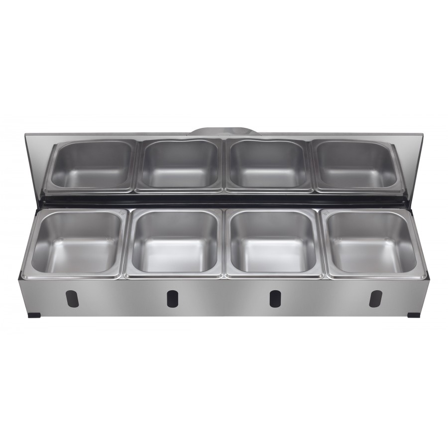 Condimentadora Pizzarola Inox 4 Cubas Inox Tampa Reta - Aisa